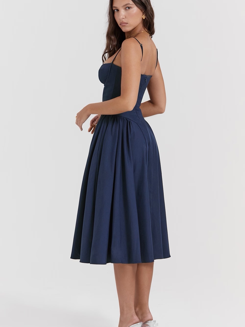 House of CB SAMARIA French Navy Corset Sundress - Picture 7 of 11